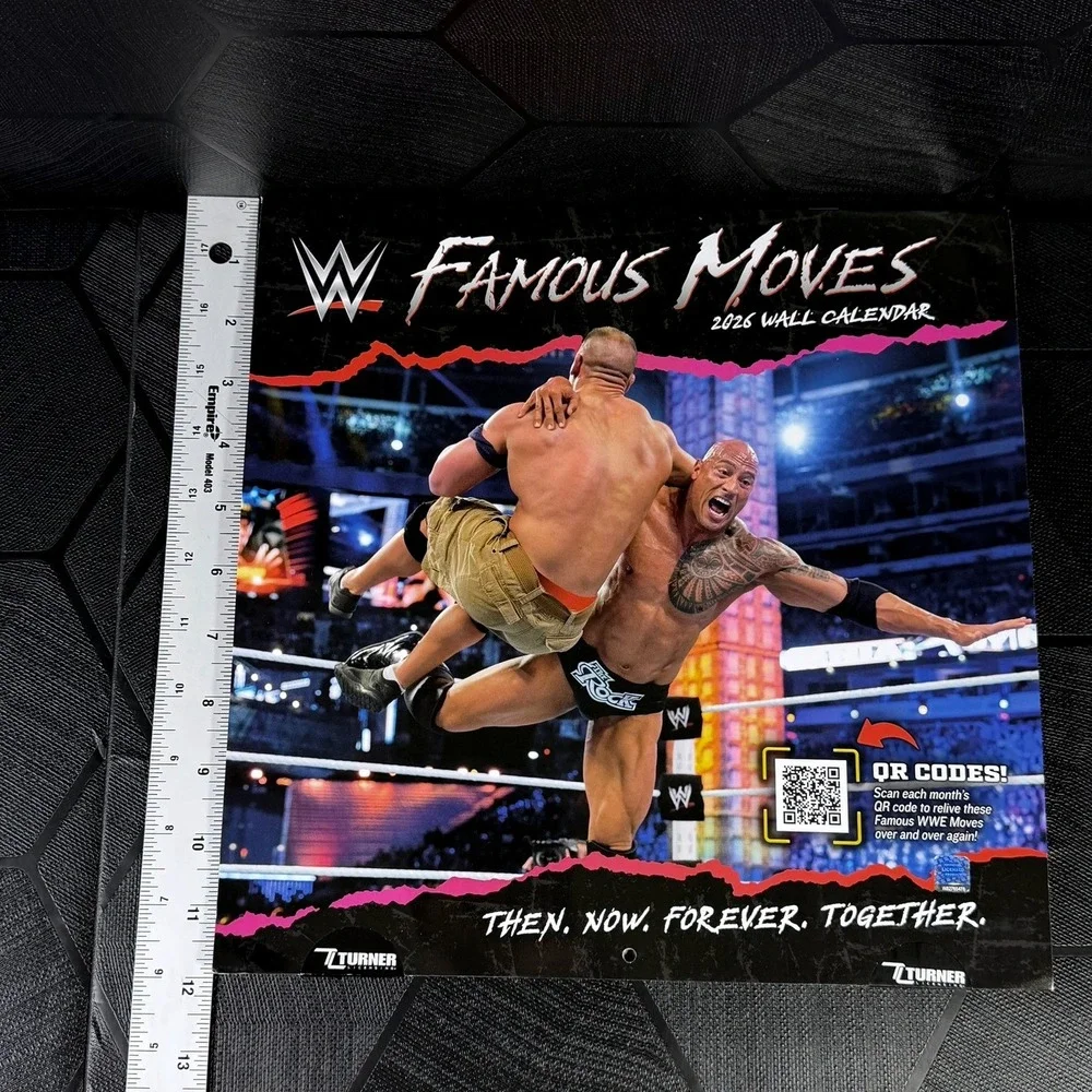WWE Famous Moves 2026 Wall Calendar Turner Licensing John Cena The Rock QR Codes